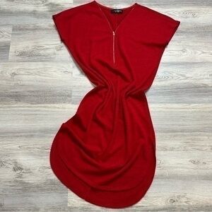 Love Kuza Red Tunic Dress knit shirt dress size small